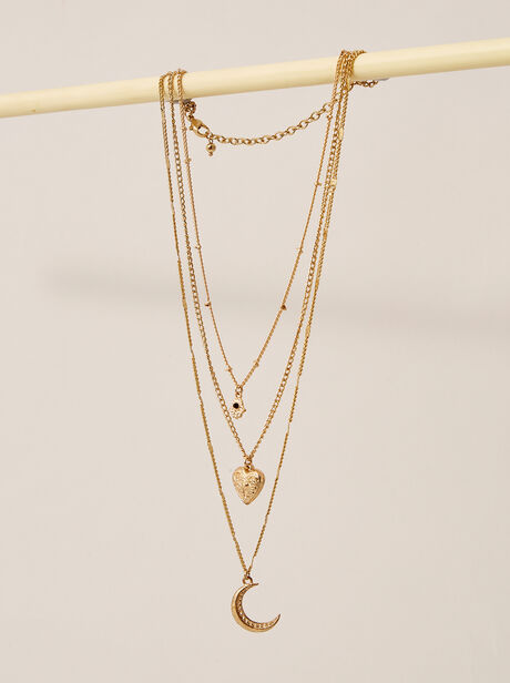 Gold Multichain Moon Necklace
