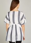 White Stripe Print Tunic Top , White, large
