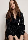 Floral Ruffle Mini Dress, Black, large