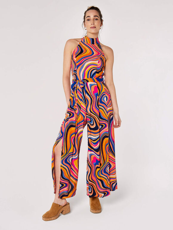 Retro Wave Jumpsuit, Orange, large