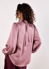 Satin Self-Stripe Tie Back Top, Purple, large