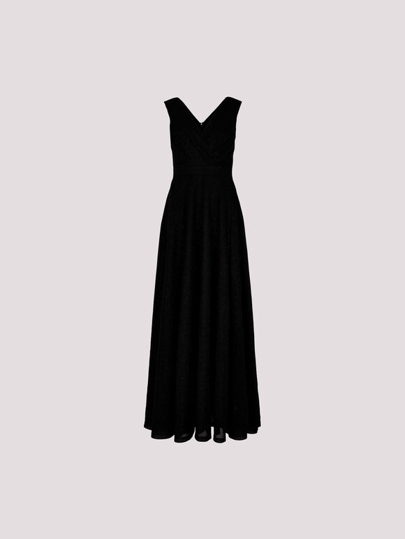 Shimmer Wrap Maxi Dress, Black, large