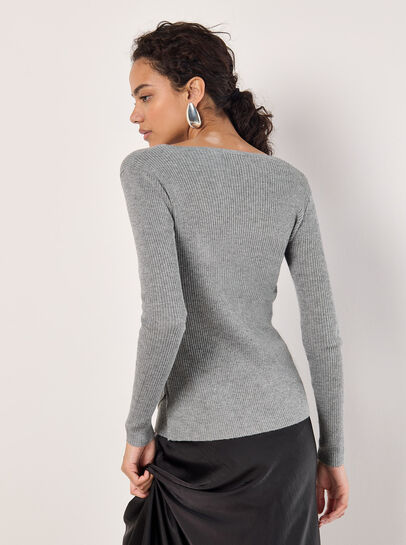 Ribbed Knit Sparkle Wrap Jumper