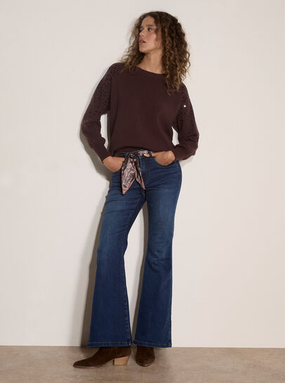 Sequin Sleeve Ribbed Knit Jumper