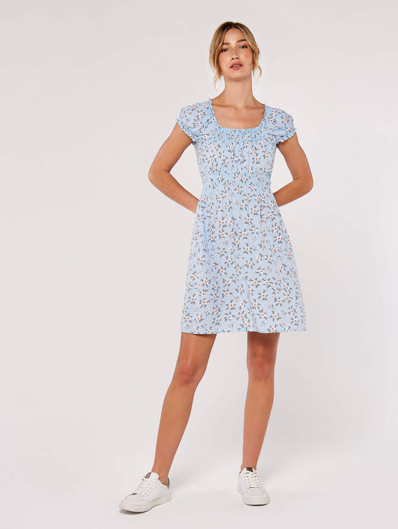 Orchid Milkmaid Mini Dress, Blue, large