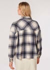 Raw Edge Check Shacket, Navy, large