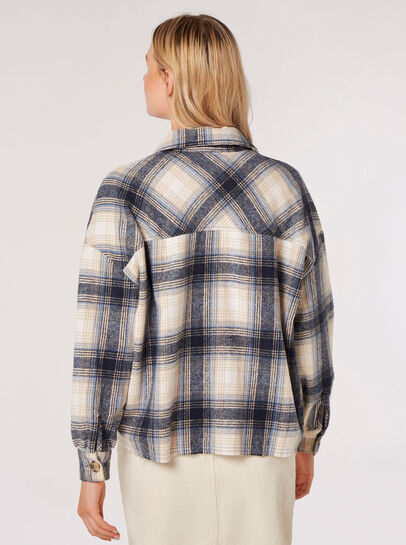 Raw Edge Check Shacket
