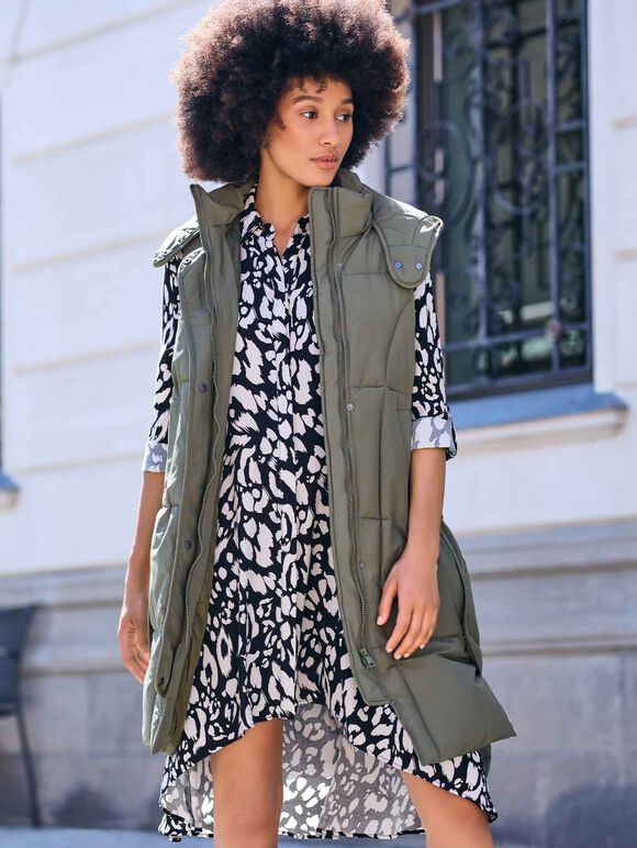 Animal Oversized Shirt Mini Dress, Stone, large