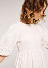Embroidery Puff Sleeve Dress, White, large