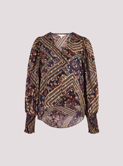 Gold Foil Floral Blouse