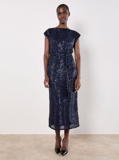 Chevron Sequin Midi Dress