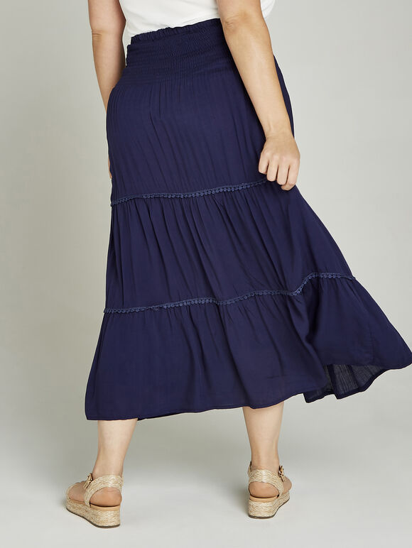 Pom Pom Trim 2in1 Dress +, Navy, large