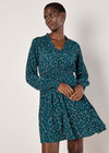 Ditsy Floral Mini Dress, Teal, large