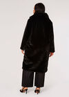 Curve Longline Soft Faux Fur Coat, Black, large