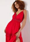 Lace Crinkle Tiered Maxi Dress, Red, large