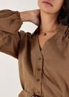 Balloon Sleeve Blouse, Brown, large