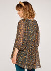 Ditsy Puff Sleeve Top, Green, large