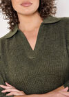 Curve Open Collar Knitted Midi Dress, Khaki, large