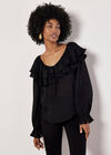 Ruffle Collar Blouse, Black, large
