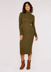 High Neck Midi Dress, Khaki, large