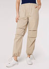 Pleat Tie Cargo Trousers, Stone, large