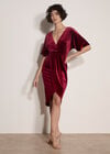 Velvet Wrap Mini Dress, Burgundy, large