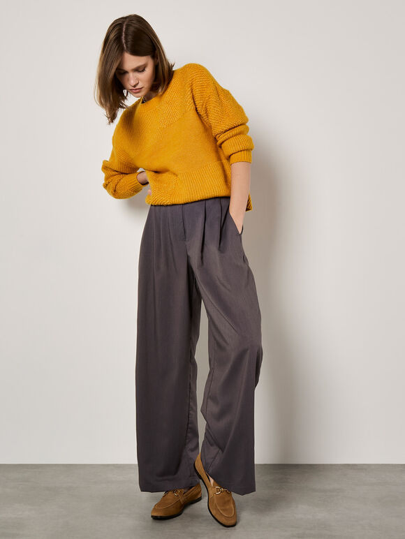 Patchwork Popcorn Jumper, Mustard, large