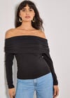 Jersey Bardot Top, Black, large