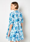 Floral Print Cotton Mini Dress, Blue, large