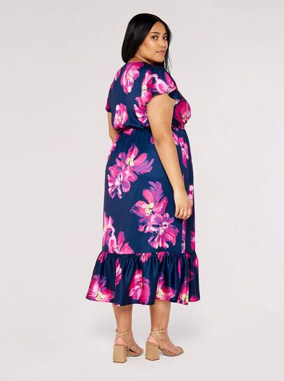 Curve Floral Wrap Midi Dress