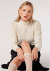 Pointelle Shell Fine Knit Jumper, Stone, large