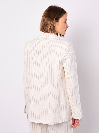 Pinstripe Linen Blend Blazer