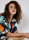 Colourful Sketch Print Top, Navy, large