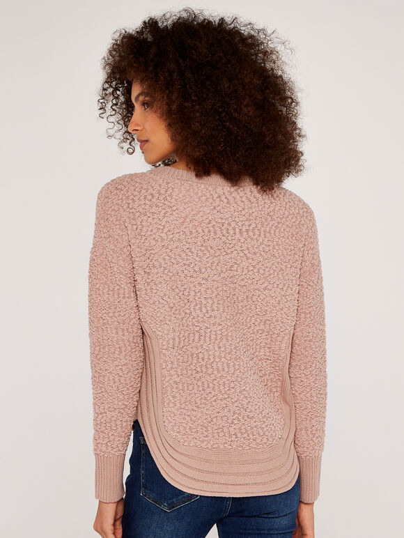 Textured Knit Jumper, Pink, large