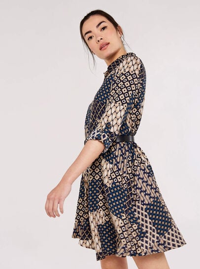 Patchwork Shirt Mini Dress