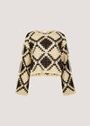 Crochet Diamonds Cropped Jumper, Stone, large
