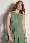 Crochet Trim Smocked Midi Dress, Green, large