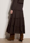 Ruffle Tiered Maxi Skirt, Brown, large