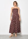 Polka Dot Bow Back Wide-Leg Jumpsuit, Brown, large