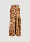 Batik Leaves Tiered Wide-Leg Trousers, Rust, large