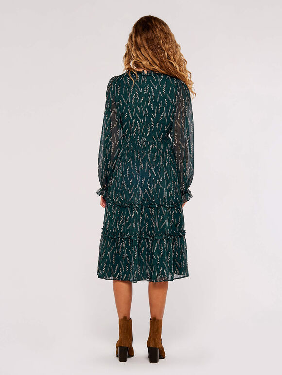 Wheat Ruffle Midi Dress, Green, large