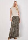 Floral Stripe Wide-Leg Woven Trousers, Khaki, large