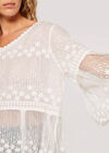 Embroidered Cotton Mesh Blouse, Cream, large