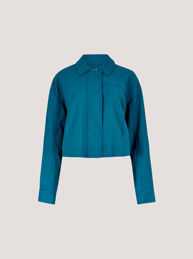 Soft Tailored Cropped Jacket, Teal, large