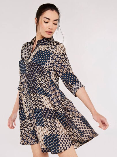 Patchwork Shirt Mini Dress