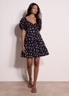 Cotton Dobby Floral Mini Dress, Navy, large