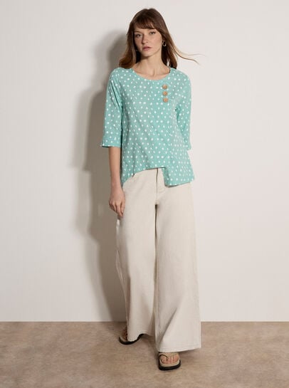Irregular Spot Asymmetric Wrap Top