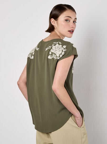 Floral Embroidered Crepe Top