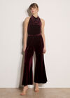 Velvet Cowl Neck Jumpsuit, Burgundy, large