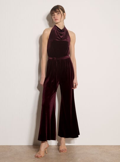 Velvet Cowl Neck Jumpsuit